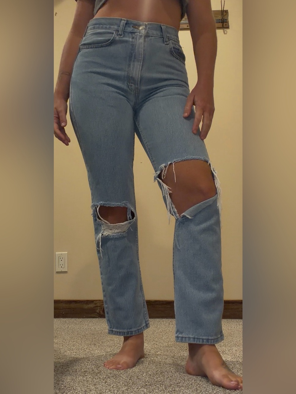 George light blue distressed straight leg jeans. Women’s size 29/30.